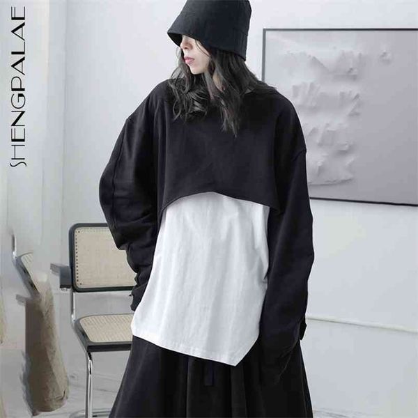 

asymmetry pullover women's spring round neck large size long sleeve sweatshirt female fashion 5e164 210427, White;black