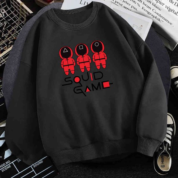 

men's hoodi and squid printed sweatshirts, hip-hop street cloth, red street cloth, korean tv harajuku autumn and winter cloth, Black