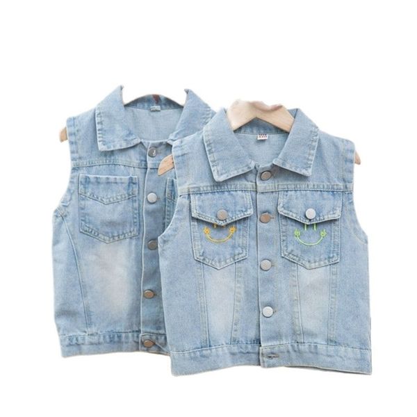 Erkek ve Kız İlkbahar Sonbahar Denim Yelek Çocuk Ceket Orta Küçük P4265 210622