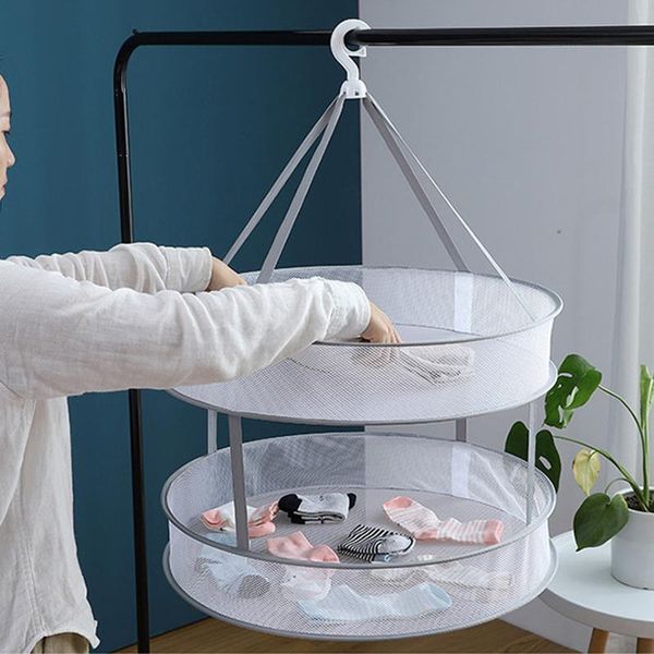 

hanging baskets home clothes storage dryer drying rack folding laundry basket sweater cloth dry hanger baskret