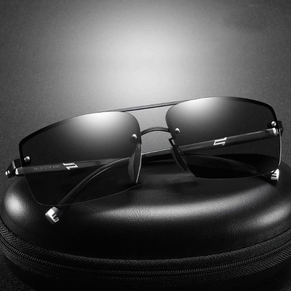 

sunglasses fashionable sun frames designer anti-glare driver for men day night vision glasses mens pchromic polarized lens sunglasses v1912, Black