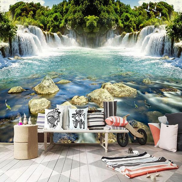 

wallpapers custom mural mountain waterfall landscape po for living room bedroom background wall home decor papel de parede 3d