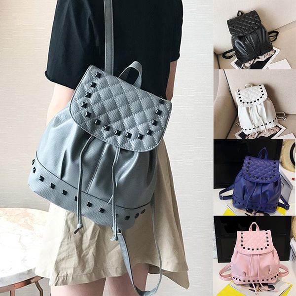

outdoor bags vintage pu leather backpacks trendy female drawstring travel retro school women rucksack mochila