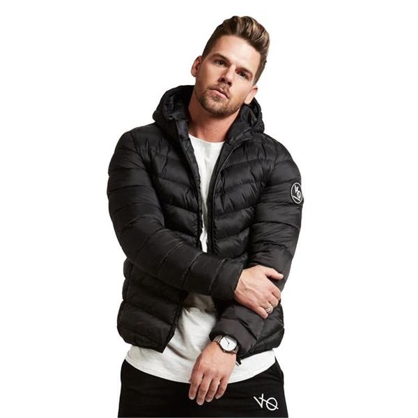 

men's down & parkas muscular winter cotton casual loose coat, Black