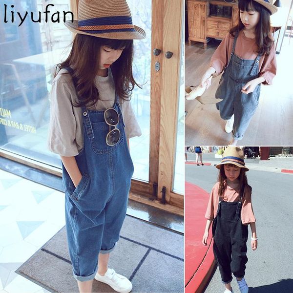 

style children's trousers jeans spring and autumn korean denim overalls, neutral kids jumpsuit jumpsuits, Blue