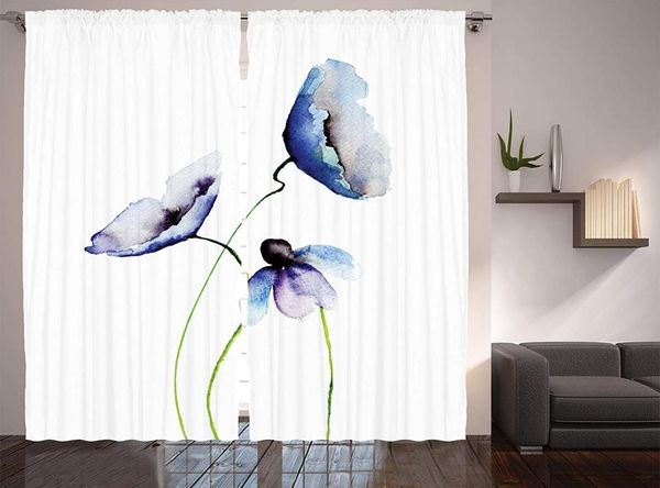 

curtain & drapes watercolor flower decor collection poppies wildflowers blooms in painting window treatments living room bedroom