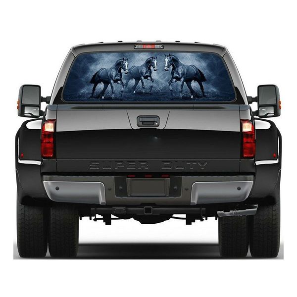 

1pc horses blue steel rear window graphic decal truck suv van car