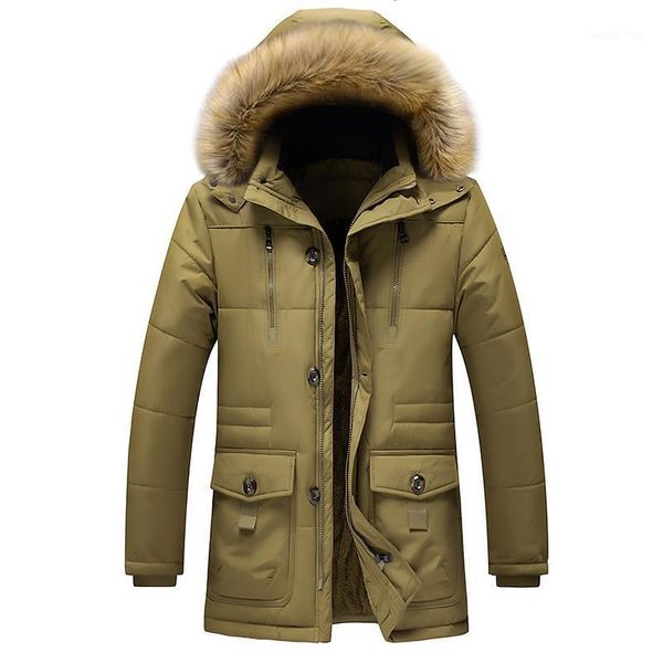 Giacche da uomo 2021 Giacca invernale da uomo Parka Cappotto Collo di pelliccia Moda Addensare Cotone Caldo Fodera di lana Casual Taglia grande 7XL