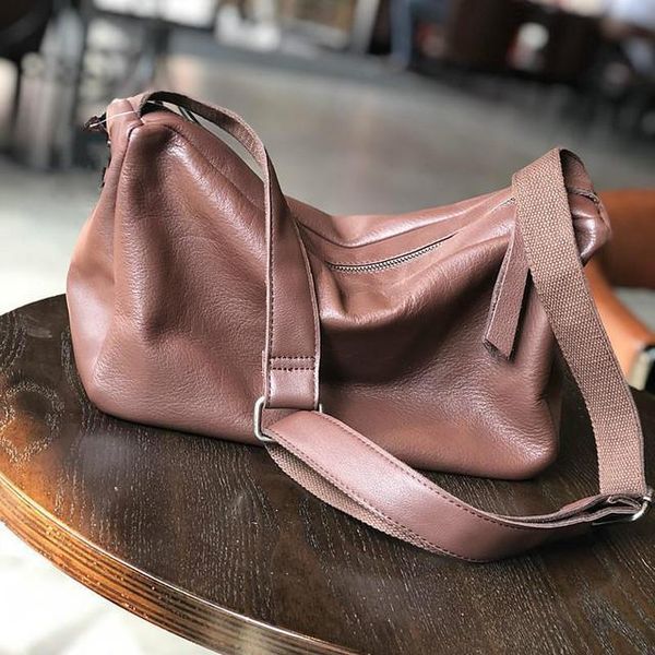 

totes 2021 leisure genuine leather women shoulder bags fashion first layer cowhide bag large capacity lady messenger