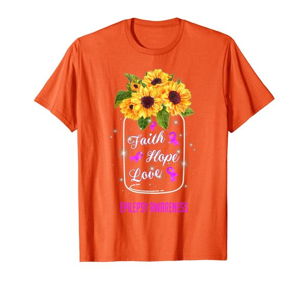 

faith hope love sunflower epilepsy awareness t-shirt, White;black