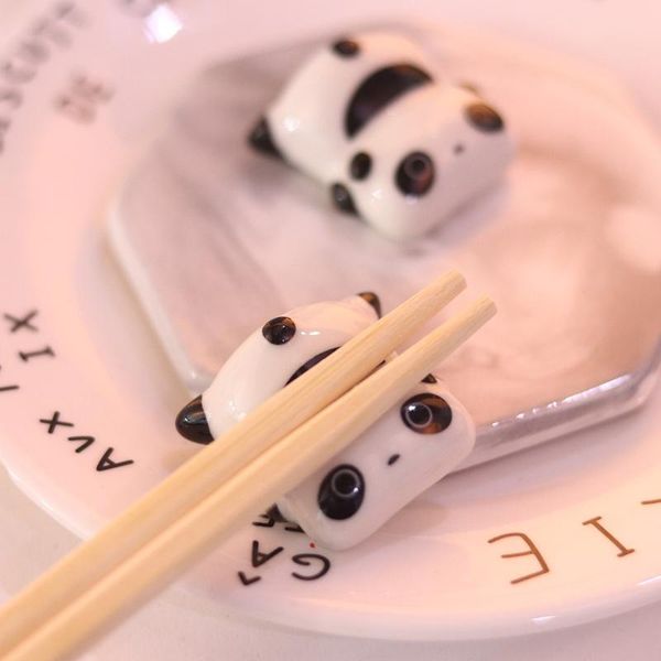 

chopsticks japanese style chopstick rack cute panda shape ceramic ware porcelain spoon holder kitchen dining tableware decor