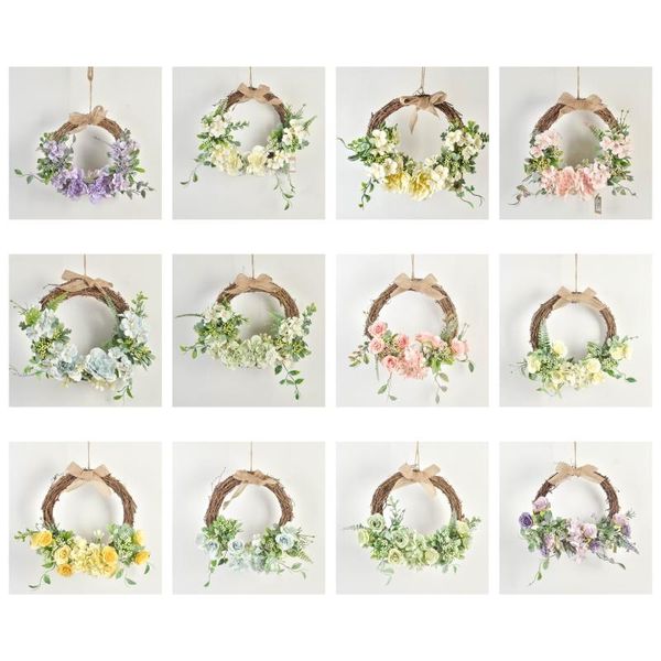 

simulation wreath wedding decoration pography background hydrangea rose ornaments rattan decorative flowers & wreaths