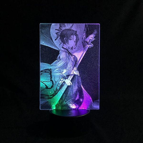 

night lights remote control two tone lamp demon slayer kochou shinobu japanese anime manga led light colorful 3d