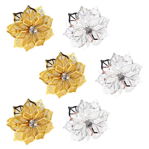 

napkin rings 6pcs delicate christmas ring mesh flower metal buckle decoration