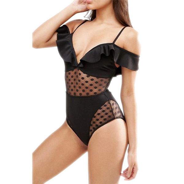 

two-piece suits one pieces swimsuit beach woman see trough mesh bandeau lace mysterious bathing suit swimwear bodysuit trikini monokini c049