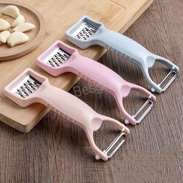 Cozinha de aço inoxidável de aço inoxidável ralador de frutas vegetais descascador antiderrapante punho plástico graters maçã batata dupla peelers ferramentas BH5731 wly