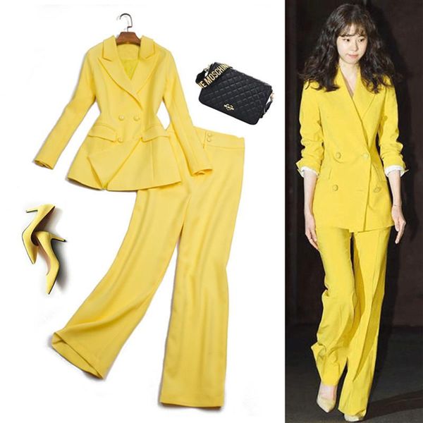 

fashion pants suit women stylish business wear office ladies work formal double breasted blazer jacket+trousers two pieces set women's, White
