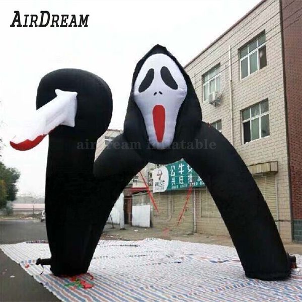 

inflatable halloween arch scary ghost holding a knife for yard party decoration