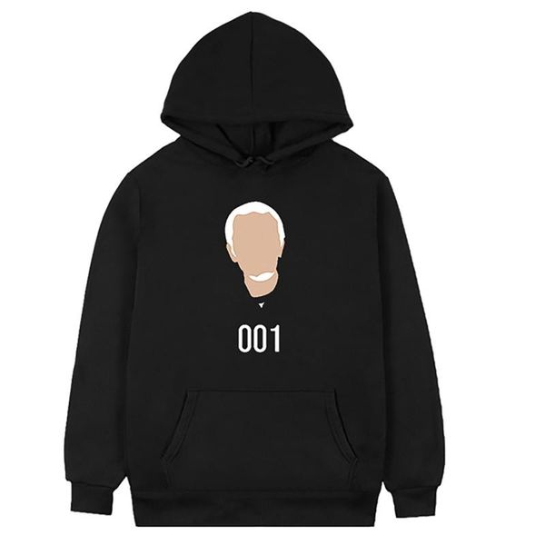 

women's hoodies & sweatshirts korean round six squid game costume 001 hoodie autumn winter men women cotton fleece loose oversized swea, Black