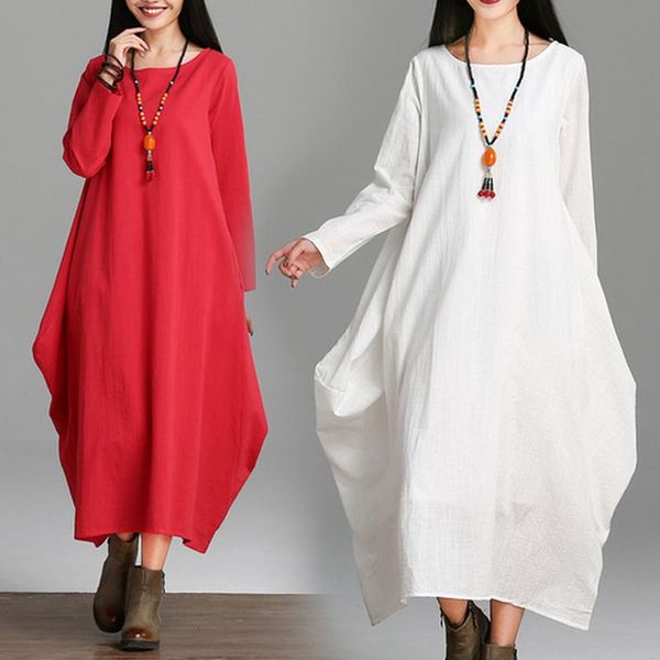 

casual dresses plus size loose dress women streetwear oversized t shirt long sleeve ankle length solid pockets autumn maxi, Black;gray