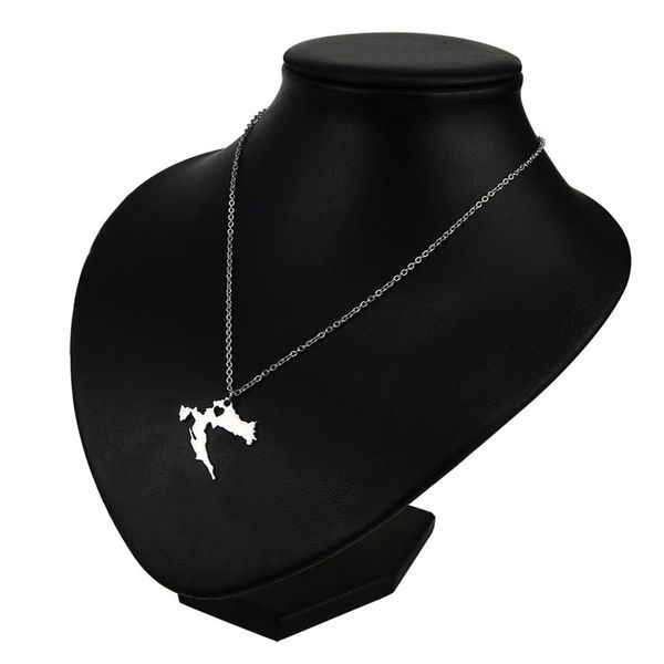 

american and european sell accessories stainless steel croatia map pendant necklace, Silver