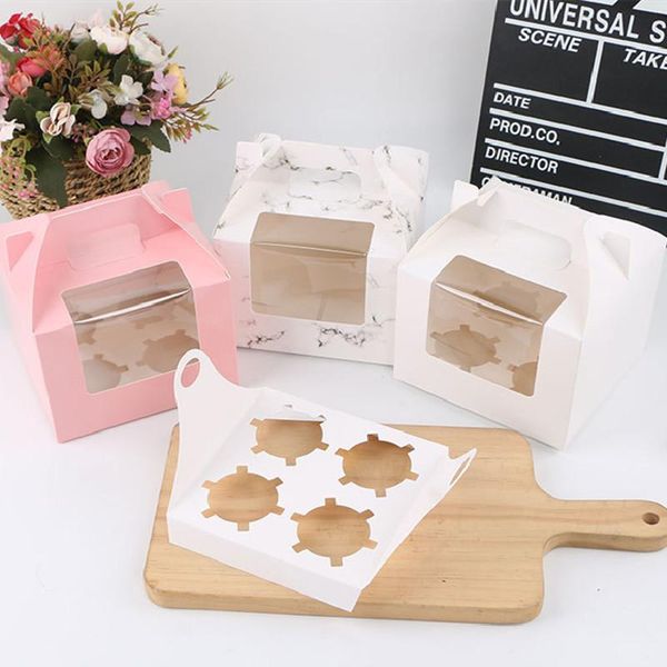 

gift wrap 5/10pcs kraft box cake white dessert brown pink blue packaging paper cupcake wedding party portable dragee carton