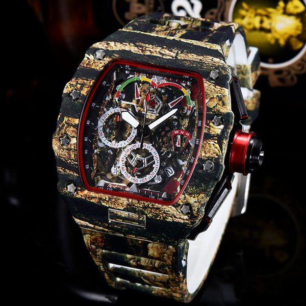 

1-6mens montre de luxe watches silicone strap fashion designer watch sports quartz analog clock relogio masculino, Slivery;brown