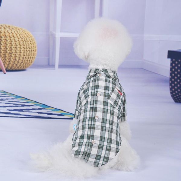 

thin pet shirt dog clothing gentleman plaid spring summer two legs cotton cat for small dogs poodle yorkshire coats apparel