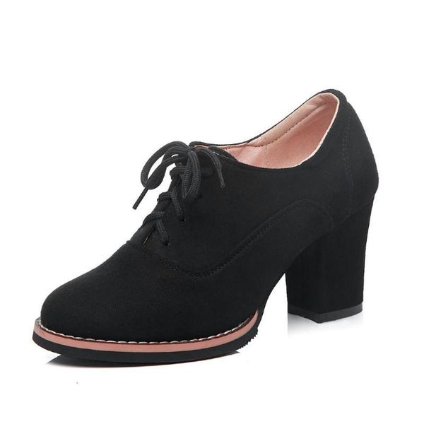 

boots goxpacer autumn women lacing shoes suede leather fashion pointed toe all match high heel single g0ey, Black