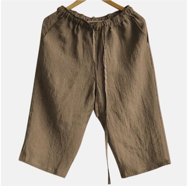

men's cotton linen casual shorts summer loose and breathable, White;black