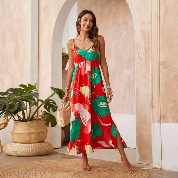 

fashion dress 2021 summer urban casual print suspender, Black;pink