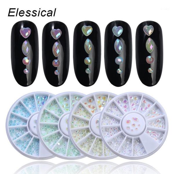 

elessical candy color ab rhinestones mix size strass nail art decorations 3d nails accessories flatback gem diy manicure designs1, Silver;gold