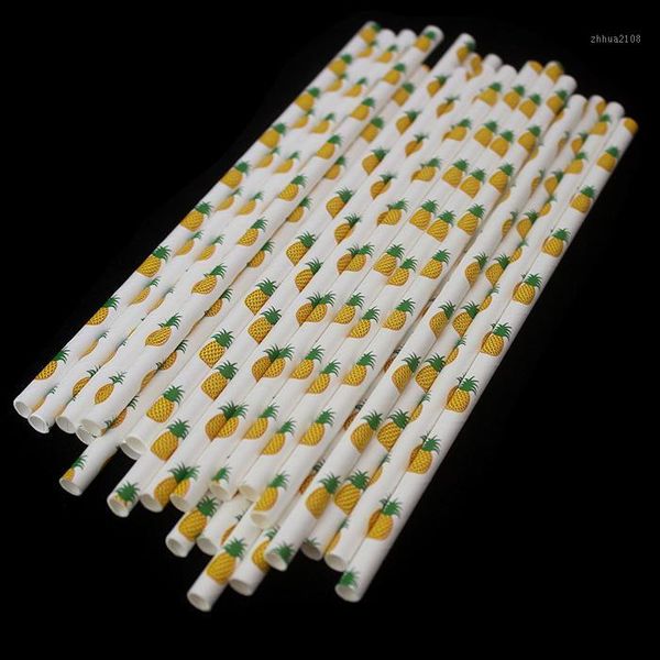 

packaging dinner service 50pcs/lot pineapple paper straws for kids baby shower birthday party wedding decorative event supplies creative dri
