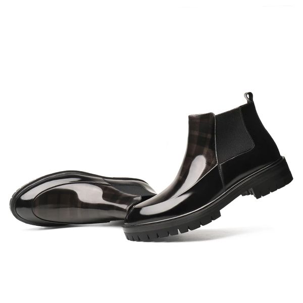 

fashion platform black mens dress boots genuine leather boots male ankle boots