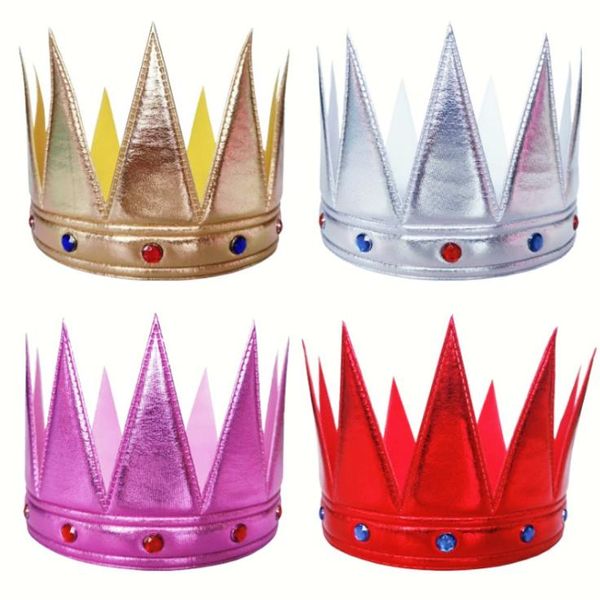 Classic Gem Soft Crown King Rainha Dress-up Headband Crianças Aniversário Halloween Festa de Natal Cos Headwear Acessório