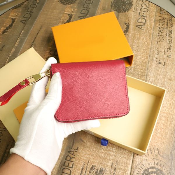 

classic men women credit card holder fashionwomen's fashion zippy coin purse luxury brand design portable wallet with box, Brown;gray