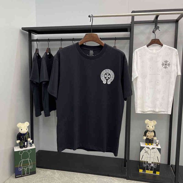 

fashion brand ch loose casual short sleeve t-shirt men's 2021 summer new drill cross sanskrit top, White;black