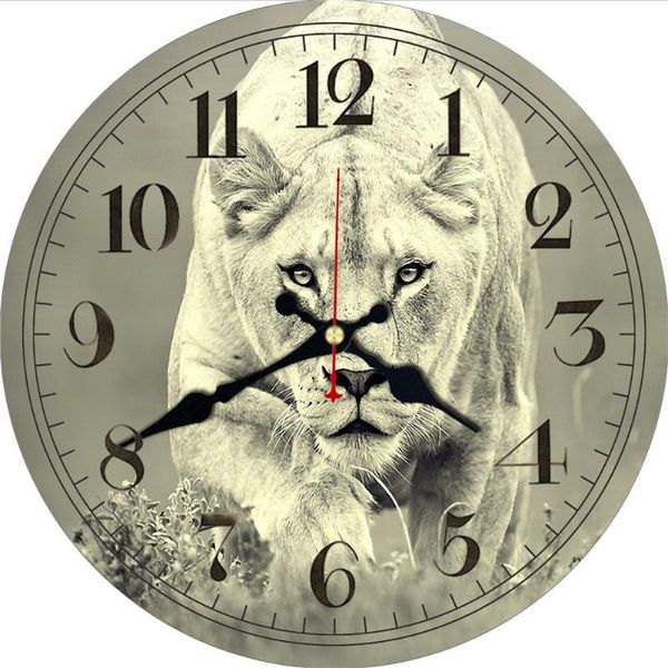 

wall clocks decorative watches rustic leopard tiger clock farmhouse garden office silent round decor