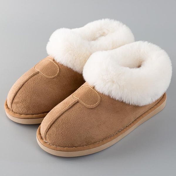 

slippers women's winter plus size 43-46 fur slides rubber indoor shoes for girl plush suede keep warm female furry, Black
