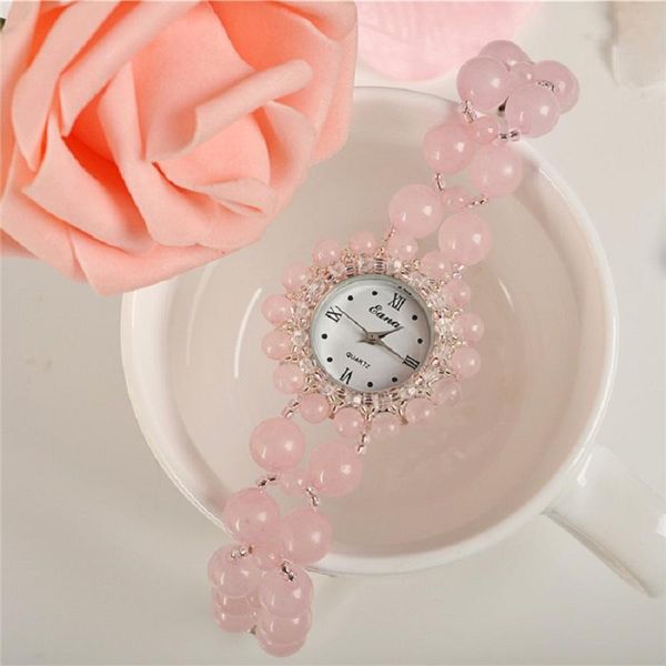 

fashion nature jewelry rose quartz watch for women wrist wristwatch girls students gifts pink bracelet wristwatches, Slivery;brown