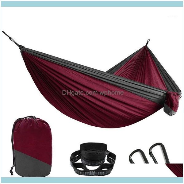 Hängematten Home Gardenhammocks Doppelte ultraleichte Camping-Hängematte Baumgurte Outdoor-Möbel Nylon Tragbare Schaukel Ha zum Sitzen Hängen C