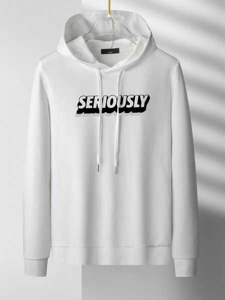

men letter graphic drawstring hoodie 961r#, Black
