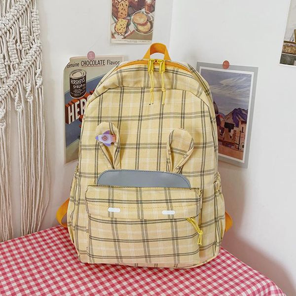

school bags plaid backpacks for girls nylon bag green woman backpack female large capacity bagpack cute student bookbags