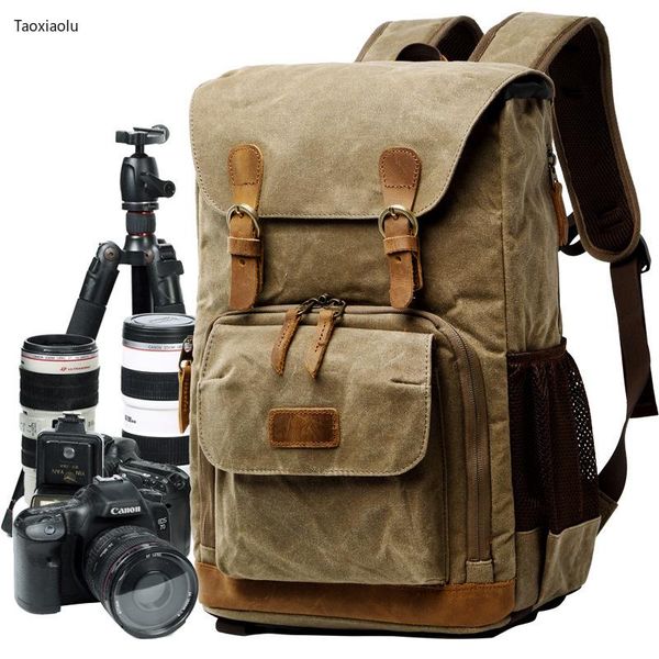 

backpack slr camera bag waterproof canvas&leather retro travel