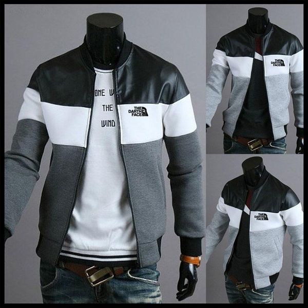 

men's jackets trend fashion splicing jacket comfortable casual zipper, Black;brown