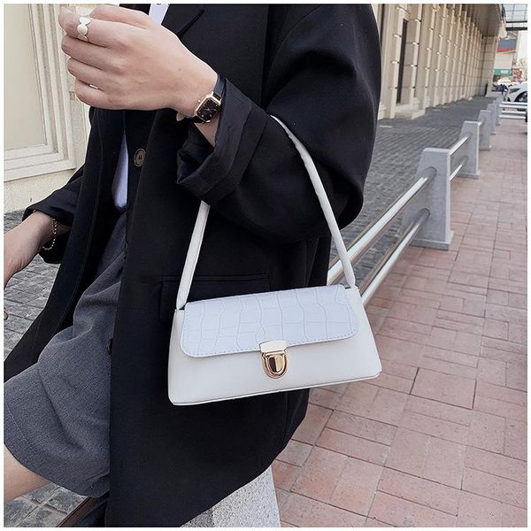 

evening bags crocodile pattern french pu leather handbag women's shoulder bag fashion lady underarm retro casual small clutch