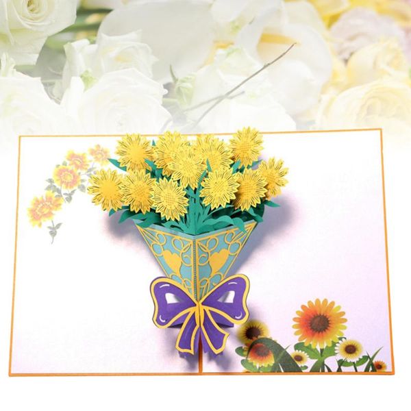 

creative 3d flower greeting sunflower bouquet for birthday valentine's day gift cards