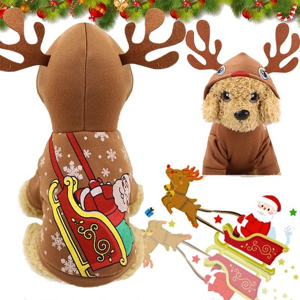 

dog apparel pet coral cotton hoodie christmas cosplay costume warm hooded 2-legged festival clothes