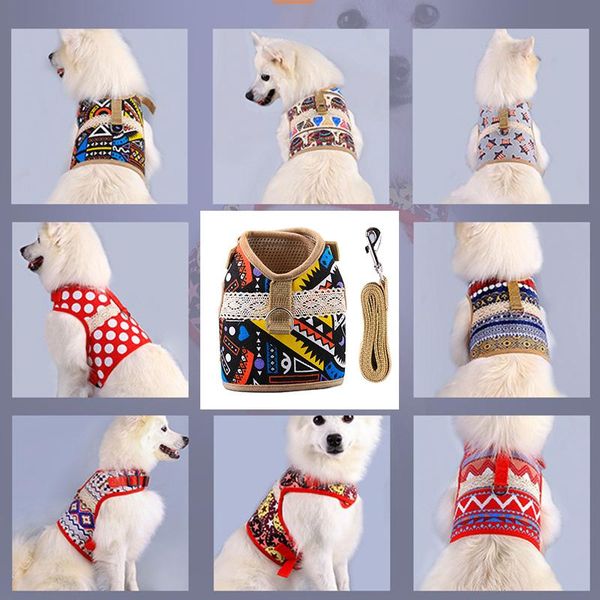 

dog collars & leashes bohemia pet harness vest walking lead leash for puppy polyester mesh small medium 4 sizes