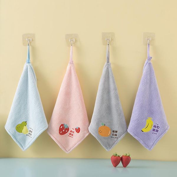 

towel kitchen hand coral velvet fruit printed bathroom hanging absorbent square